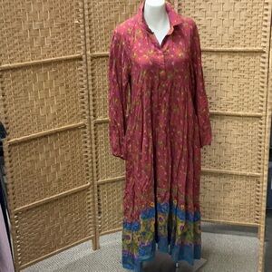 NATURAL LIFE Pink and Blue Floral Long Sleeve Dress